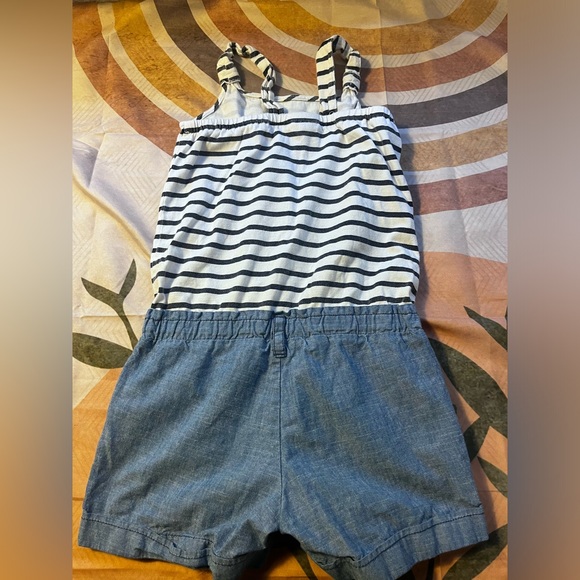 3/$10 Crazy 8 Blue and White Striped Romper - Picture 2 of 5
